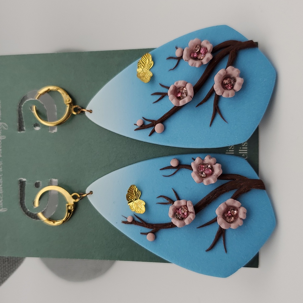 Cherry Blossom Tree And Butterfly Earrings 🌸 🌴 🦋